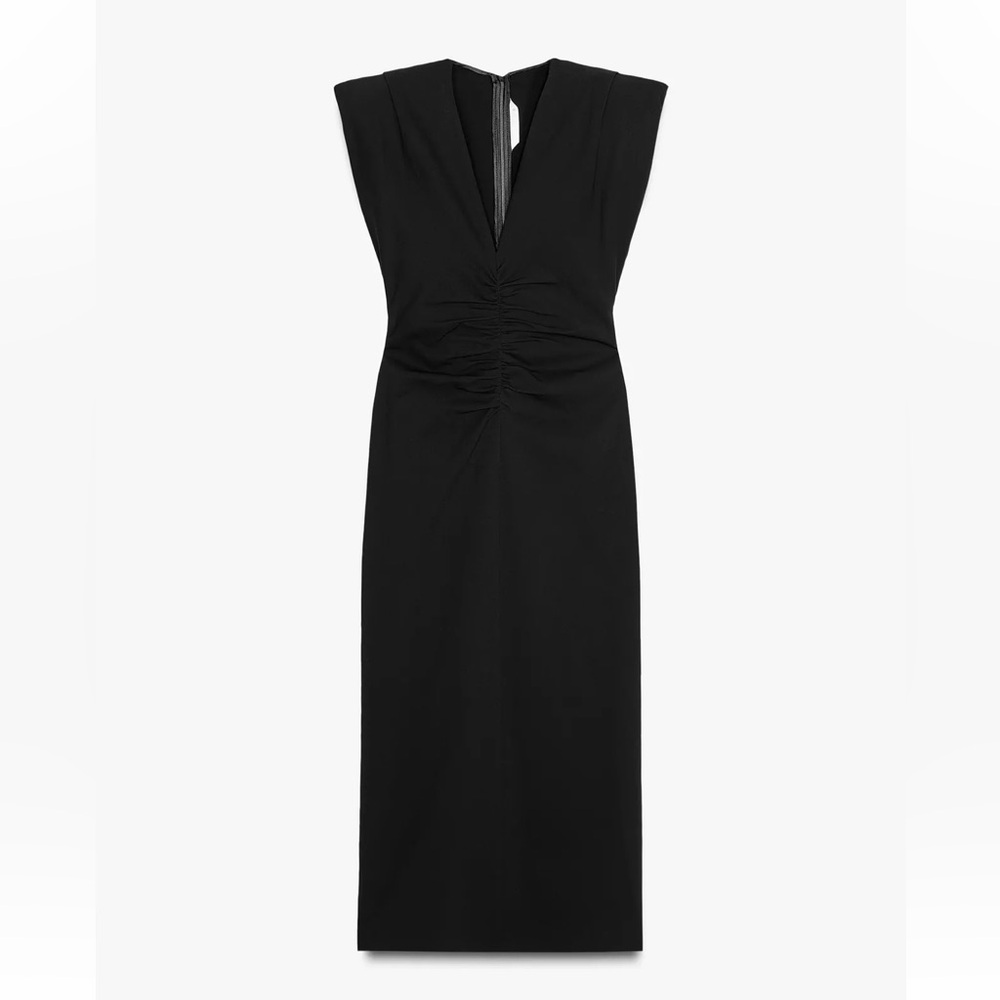 Zara shoulder pad Black Midi Dress 2371/402 xl